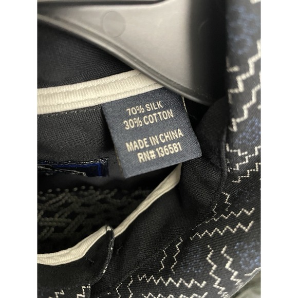 Nat Nast Luxury Originals Men's L Black Silk Shirt Geometric Zigzag Short Sleeve - Picture 5 of 6